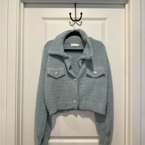 Women's Blue Bouclé Sweater